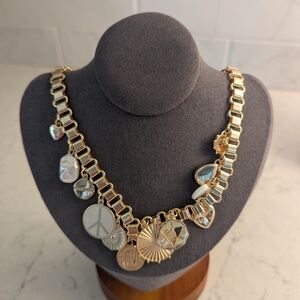 Anthropologie Gold Charm Necklace with Silver Accents